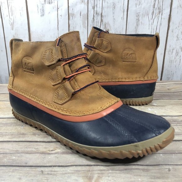 Sorel Out N About Ankle Duck Rain Boots Womens Size 10 Leather LaceUp Waterproof - Picture 2 of 12